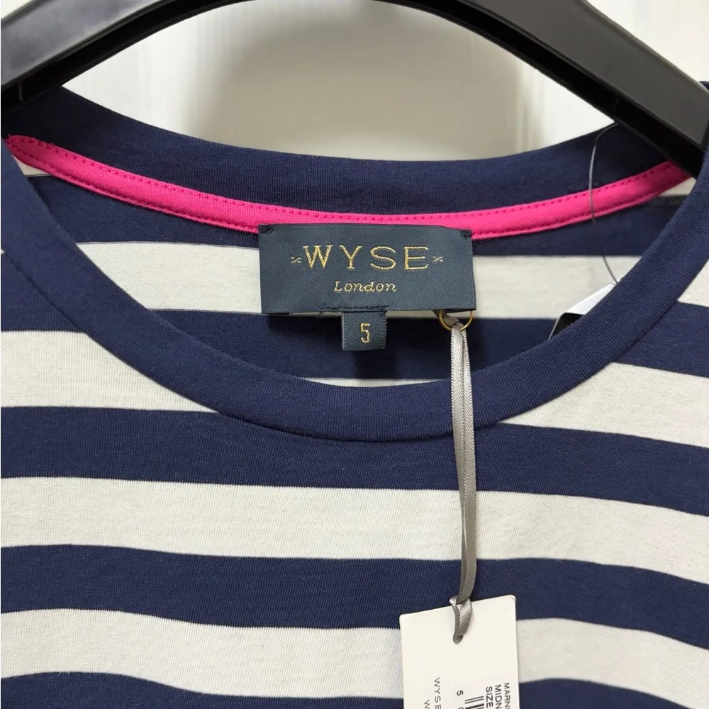 Wyse Navy and White Striped Long Sleeve Shirt - Picture 2 of 5